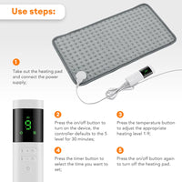 Electric Heating Pad for Back, Neck & Shoulders – 9 Heat Levels, 4 Timer Settings, Machine Washable