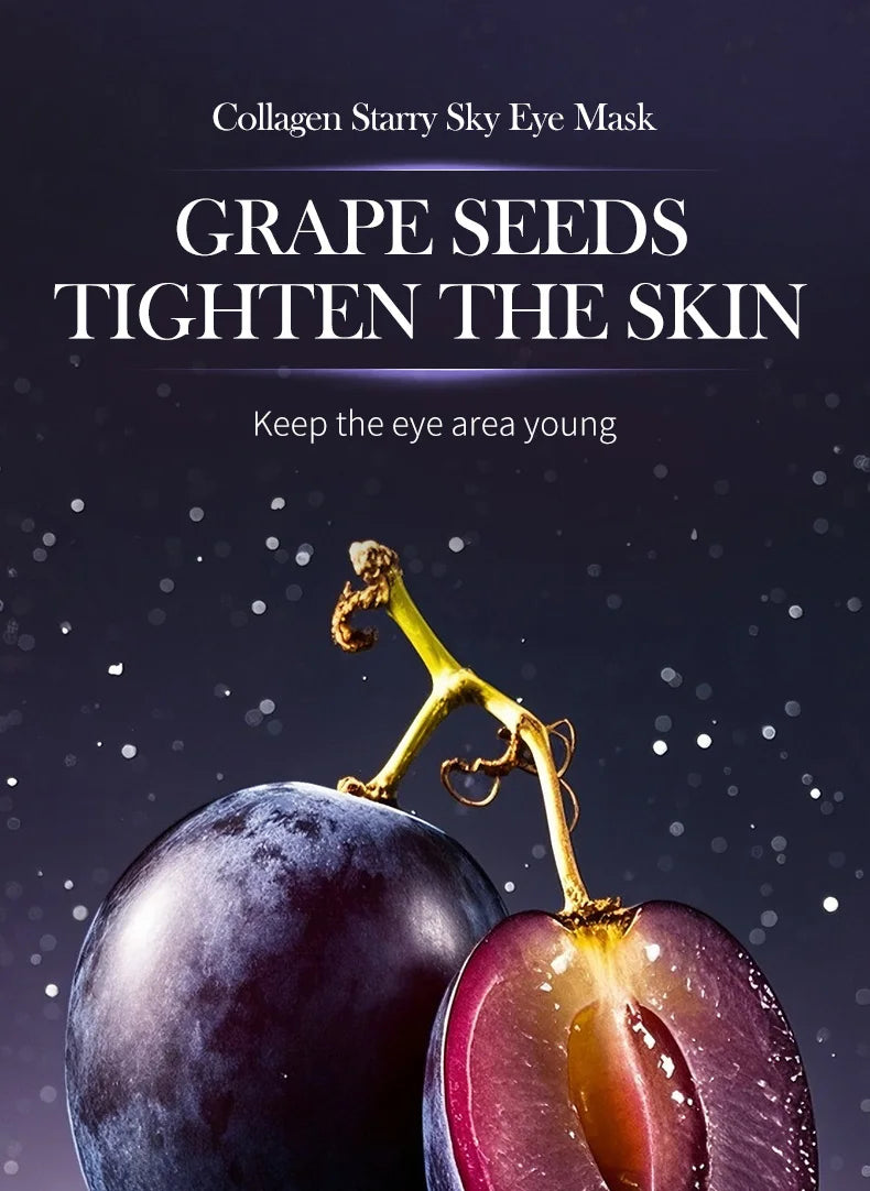SADOER Grape Crystal Collagen Eye Masks — 60 Pcs Anti Dark Circles, Anti-Aging & Moisturizing Eye Patches