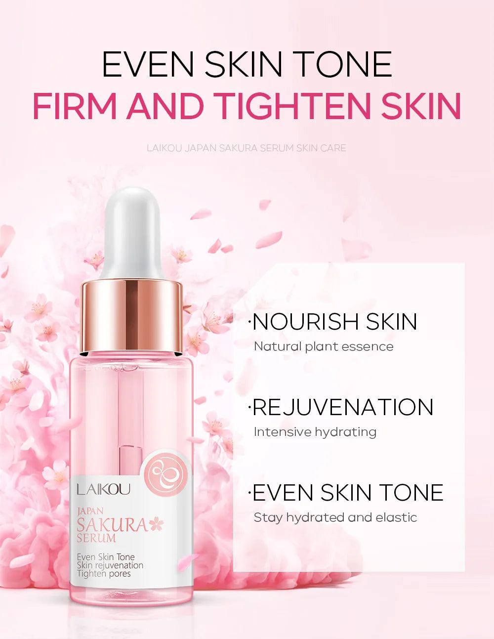LAIKOU Sakura Brightening Face Serum – Hydrating & Pore Minimizing Essence (17ml / 30ml)