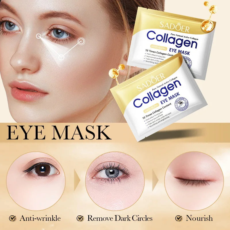SADOER Crystal Collagen Eye Masks — 10 Pairs Anti Dark Circles, Puffiness & Moisturizing Eye Patches