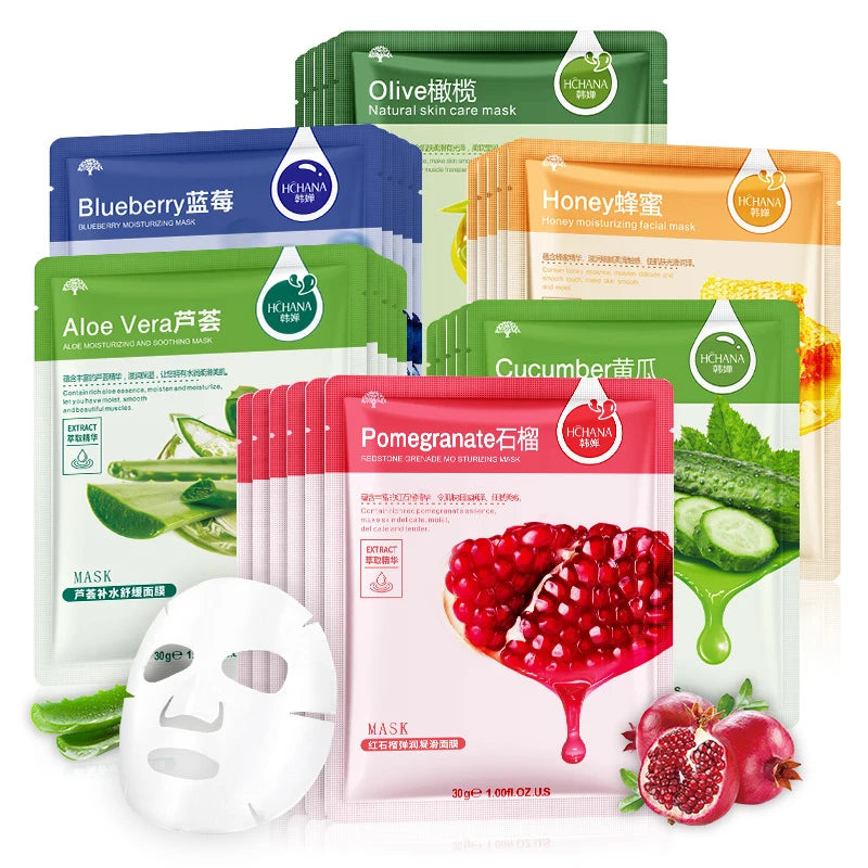 SADOER Natural Plant Sheet Face Mask – Moisturizing, Oil Control & Anti-Aging | 10pcs
