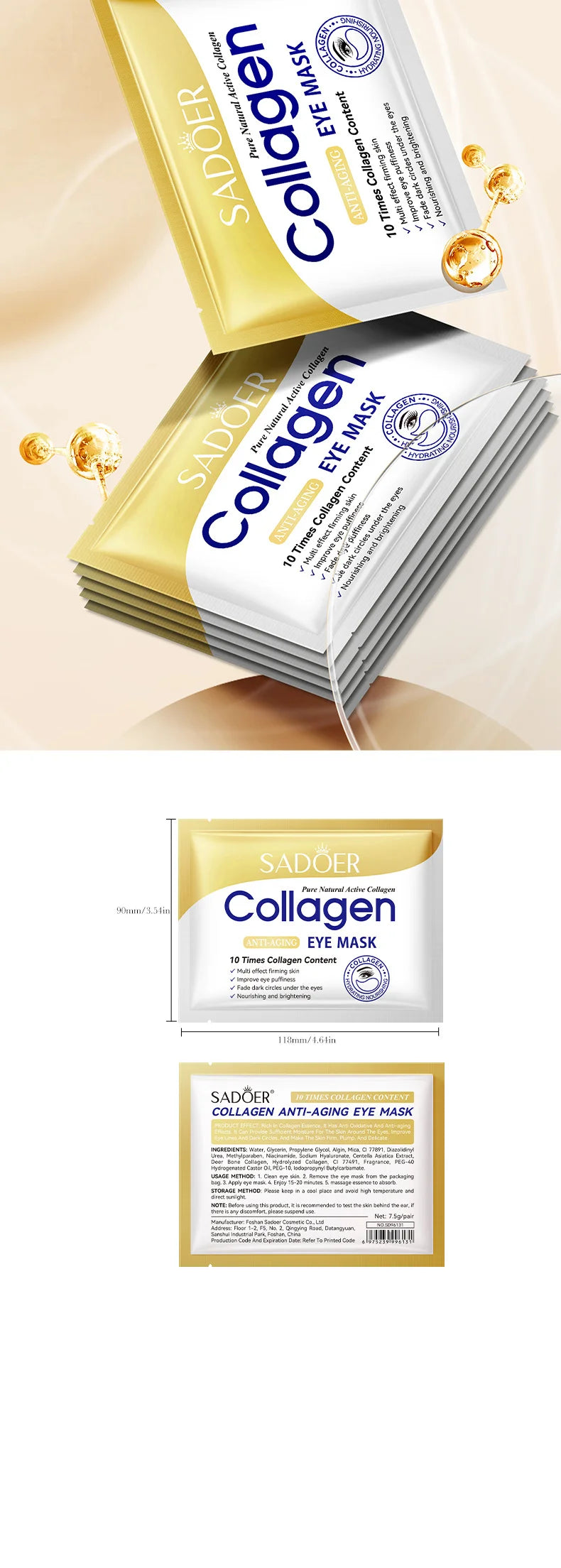 Collagen & Hyaluronic Acid Eye Patches — Firming, Anti Dark Circles & Eye Bag Treatment