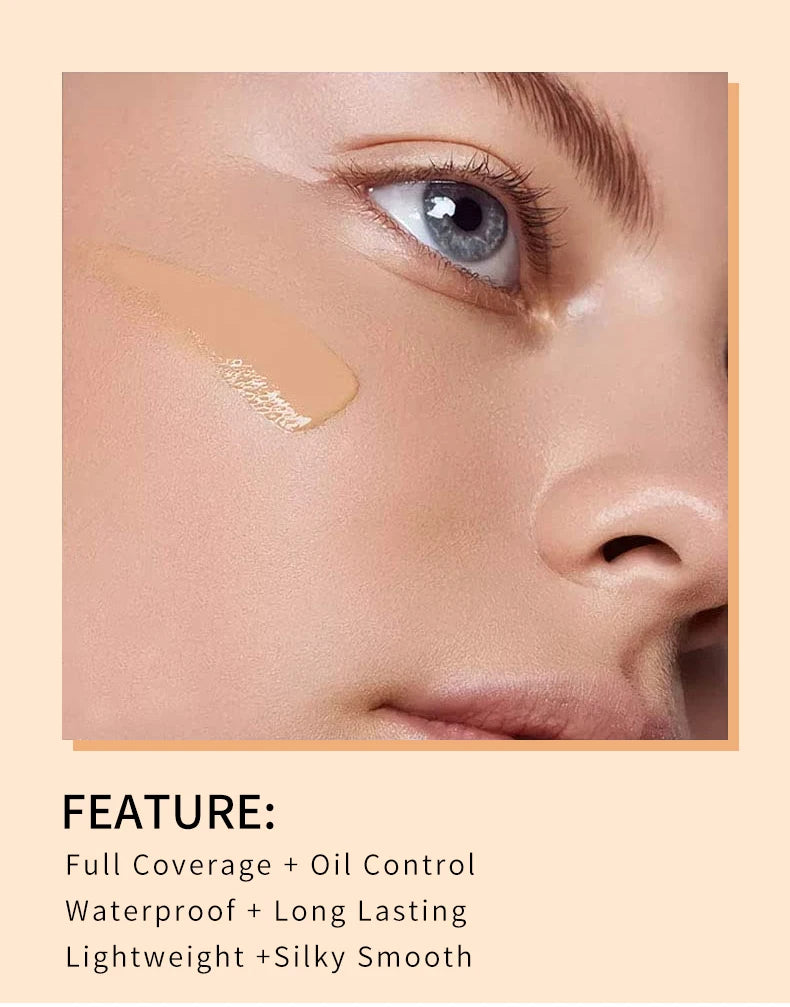 Matte Foundation Cream Concealer Full Coverage Primer Makeup for Dark Circles
