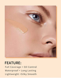 Matte Foundation Cream Concealer Full Coverage Primer Makeup for Dark Circles