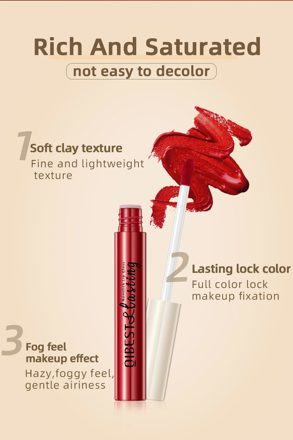 QiBest Velvet Matte Lipstick - Waterproof Long-Lasting Lip Tint