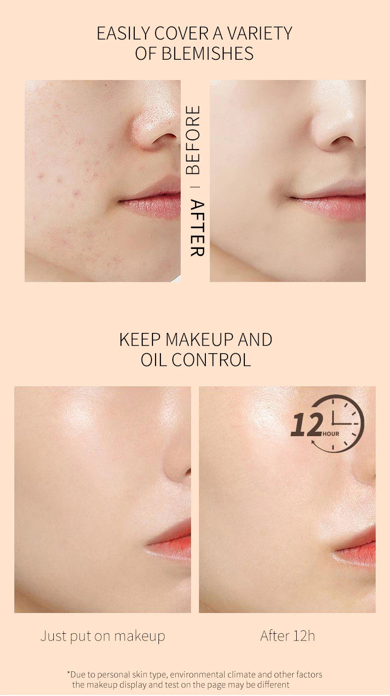 Matte Foundation Cream Concealer Full Coverage Primer Makeup for Dark Circles