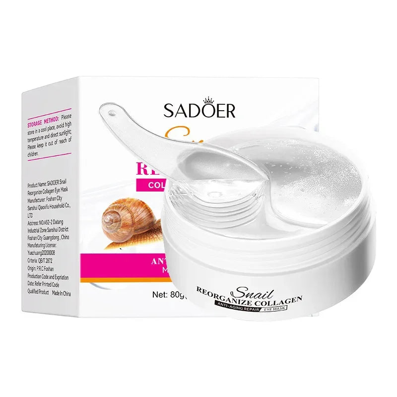 SADOER Snail Collagen Eye Mask Patches – Anti Dark Circle, Depuffing & Firming Eye Treatment (60 Pairs)