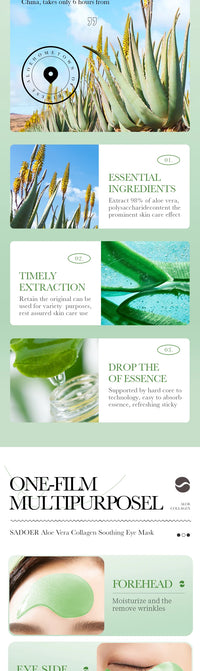 SADOER Aloe Vera & Collagen Under-Eye Masks – Anti-Wrinkle & Dark Circle Patches, 60 Pieces