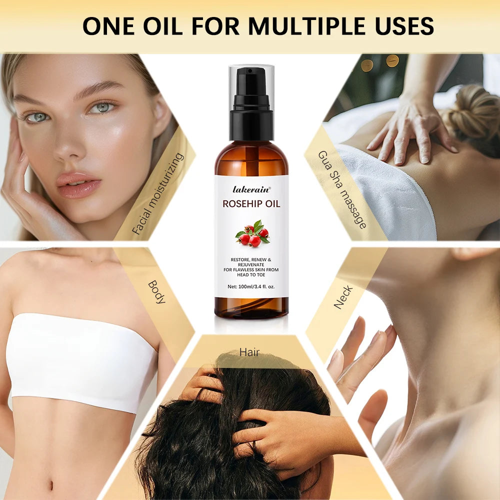 Organic Rosehip Oil Rose Hips Face Oils 30ml Fast-Absorbing Skin Care Moisturizer Face Oil Organic Rosehip Seed Oil Essence
