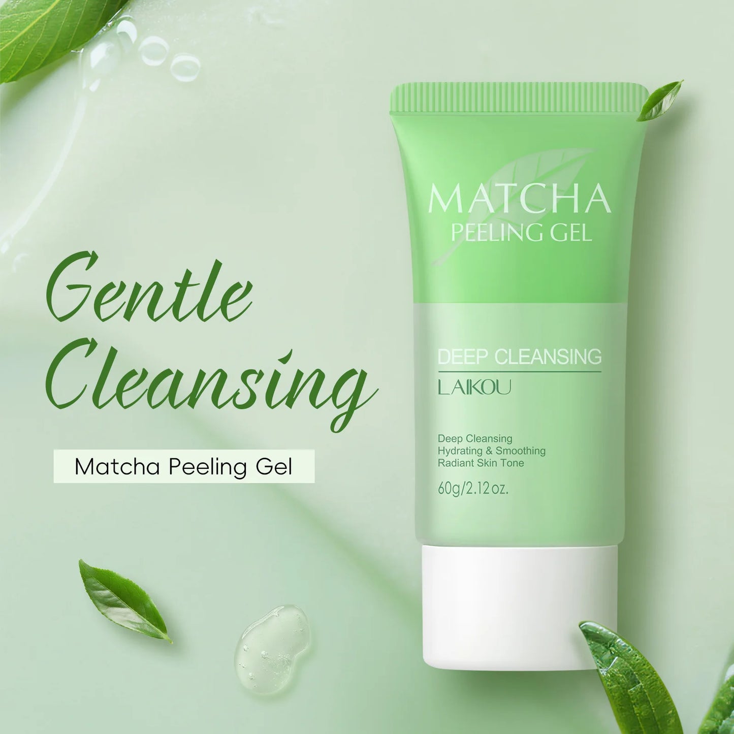 LAIKOU Matcha Peeling Gel – Deep Cleansing Exfoliator & Brightening Facial Scrub (60g)