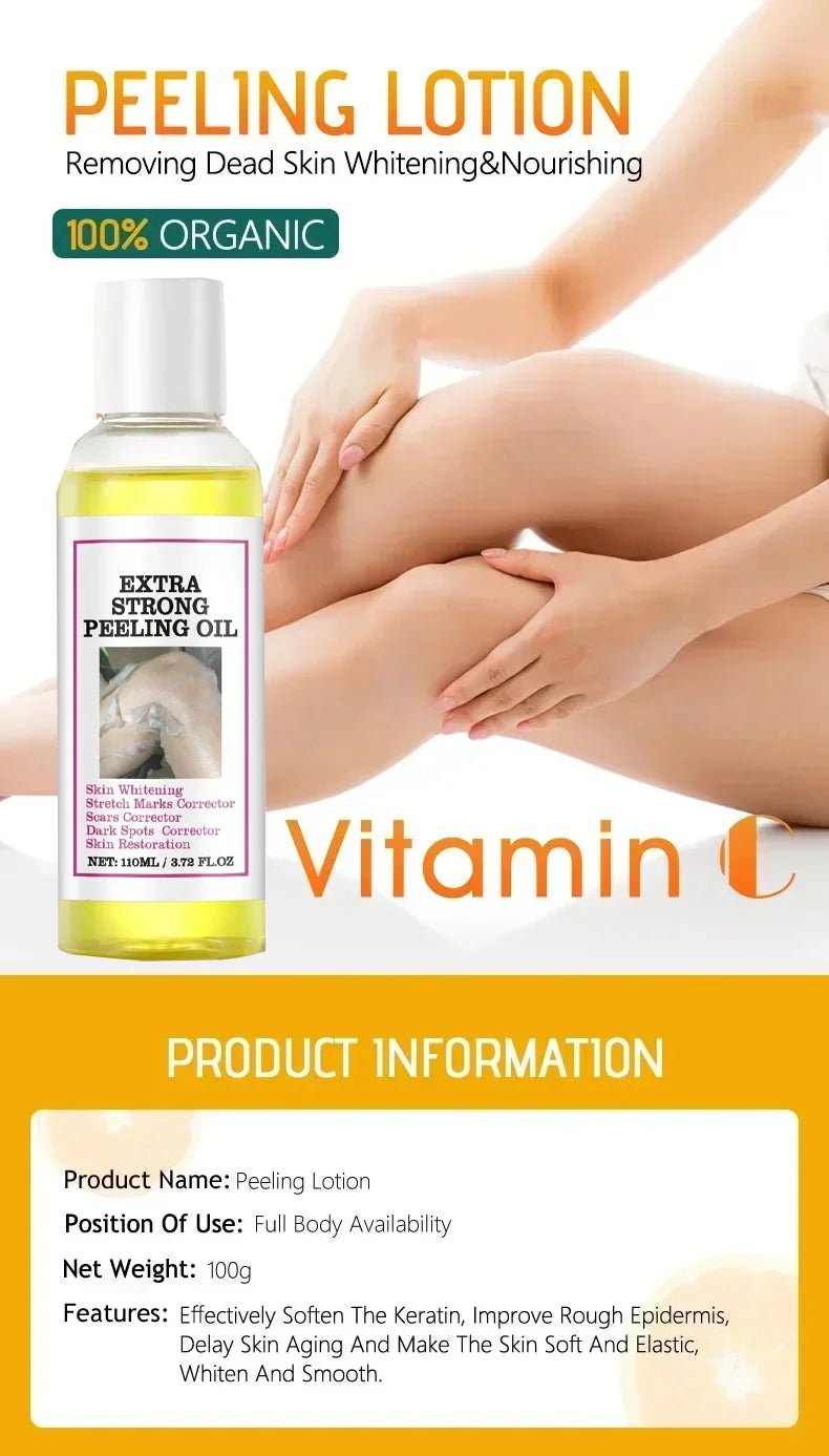 EELHOE Vitamin C & Hyaluronic Acid Body Peeling Lotion – Exfoliating & Brightening Skin Renewal Treatment (100ml)