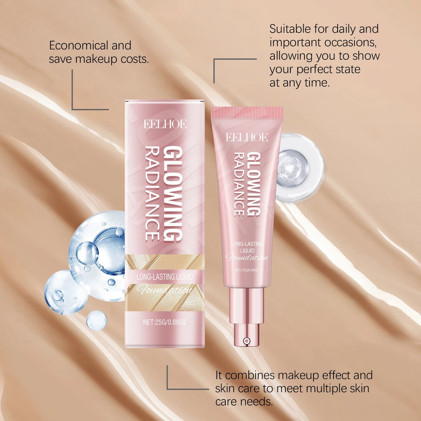 EELHOE 3-in-1 Liquid Foundation BB Cream Concealer – Matte, Waterproof, Oil Control 25g