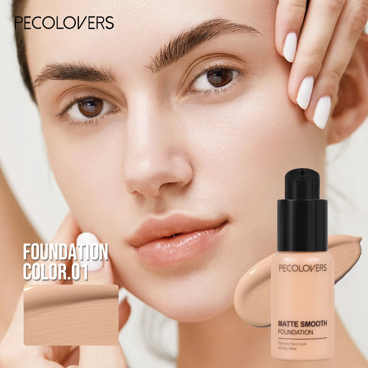 Pecolovers High Coverage Foundation – Waterproof, Sweatproof & Long-Lasting Cream Formula, 12 Shades