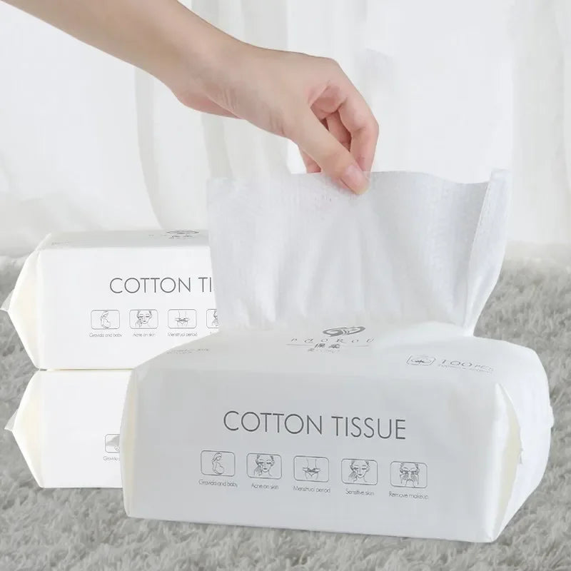 Plant Fiber Pearl-Pattern Disposable Face Towels – Soft Dry Wipes for Face Washing & Baby Care, 50 or 100 Count (15x20cm)