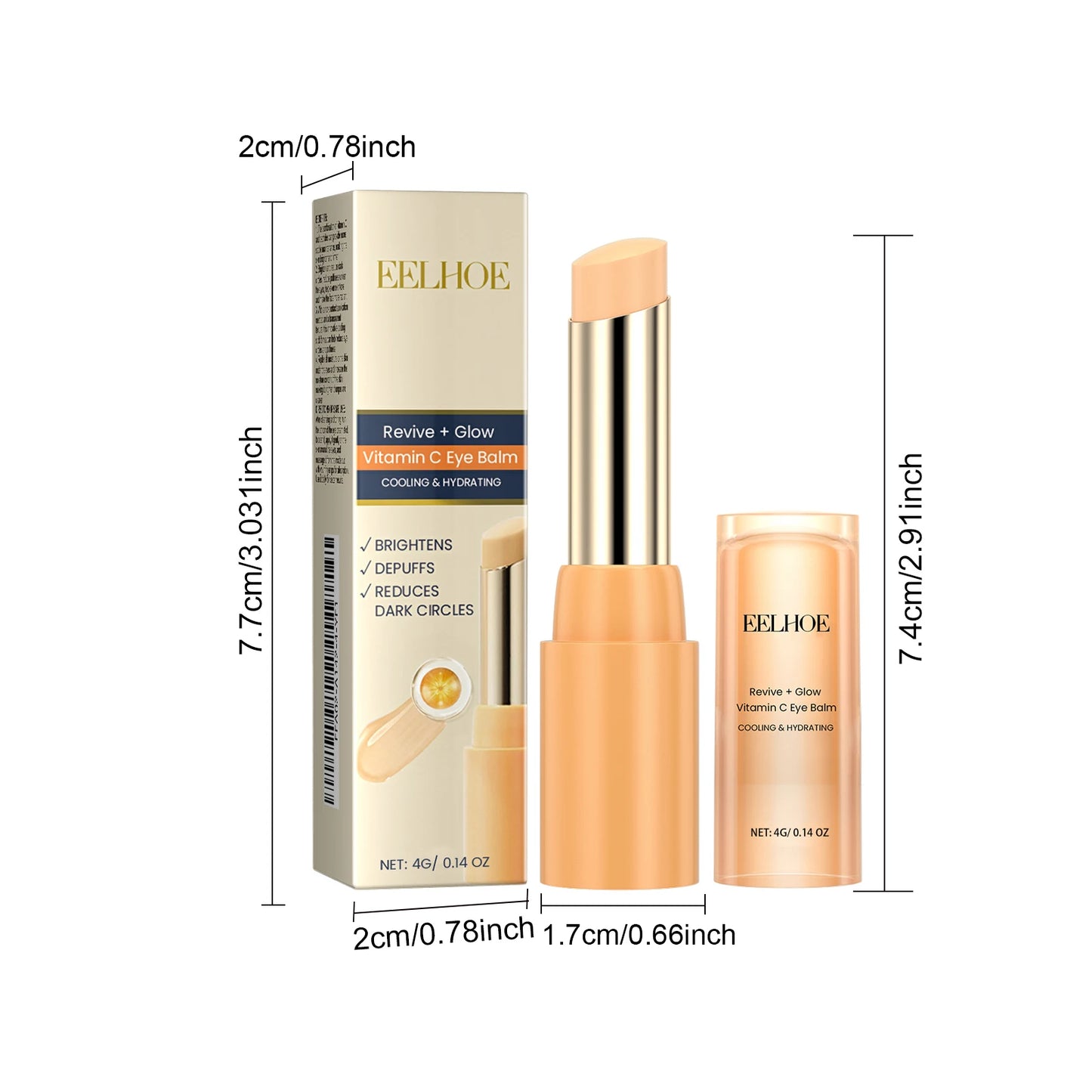 EELHOE Vitamin C Eye Balm – Dark Circle & Eye Bag Remover, Anti-Aging Brightening Eye Cream Stick (4g)
