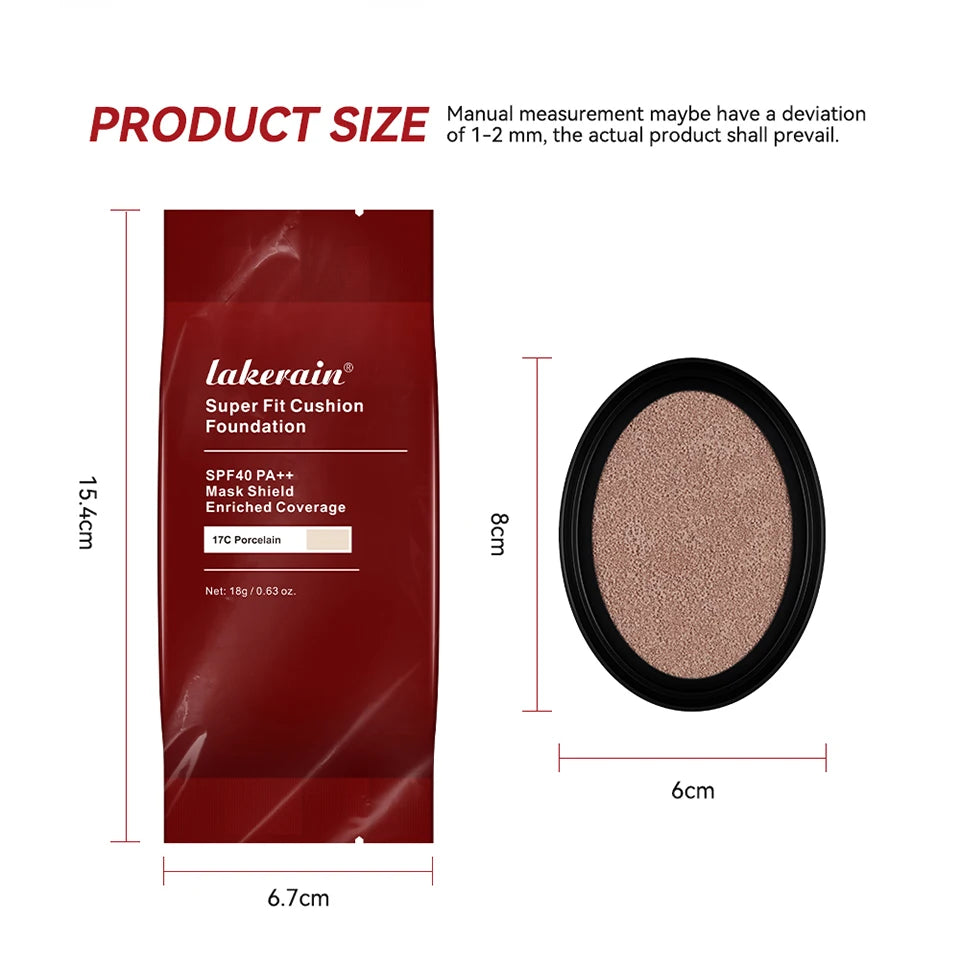CC Cushion Foundation with Refill – 72-Hour Wear, Waterproof & Buildable Coverage (18g)
