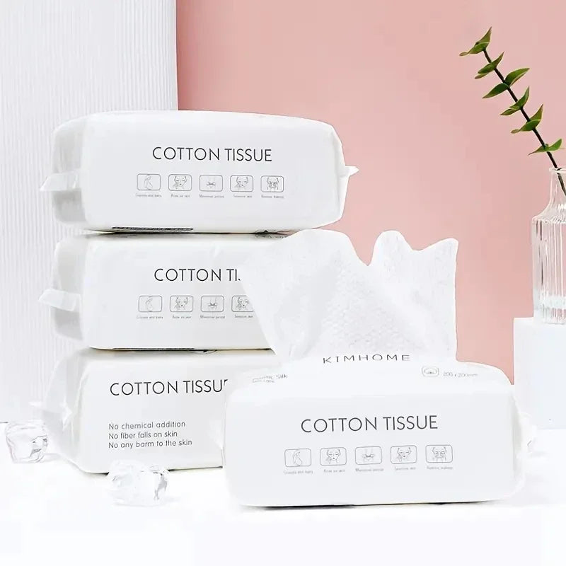 Plant Fiber Pearl-Pattern Disposable Face Towels – Soft Dry Wipes for Face Washing & Baby Care, 50 or 100 Count (15x20cm)