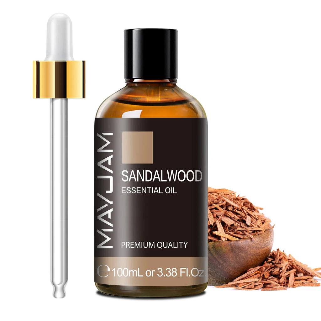 MAYJAM 1PCS 100ML Essential Oil with Dropper Sandalwood Lavender Eucalyptus Vanilla Aroma Oil For Humidifier Scent Candle Burner