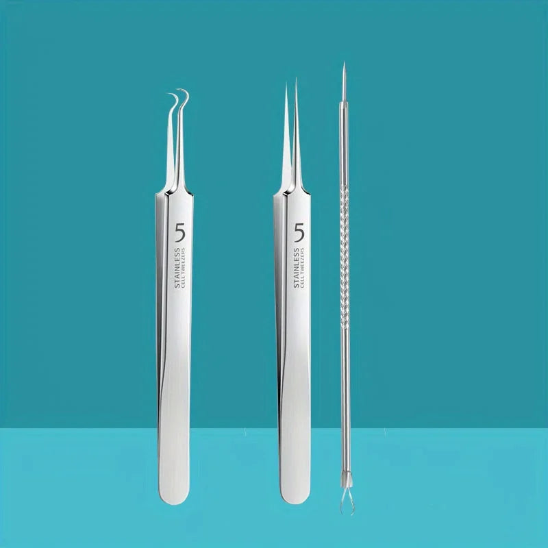 YJYIBEI Stainless Steel Acne Removal Tool Set – Blackhead & Pimple Popper Kit | 4, 7 or 8pcs