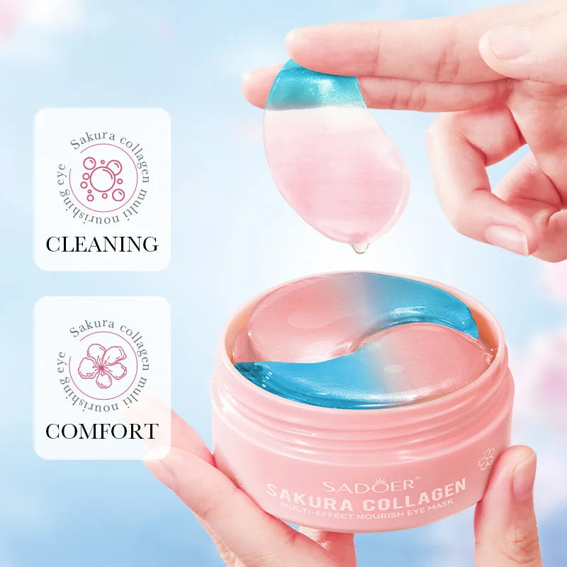 SADOER Sakura Collagen Eye Masks — 60 Pcs Anti Dark Circles & Puffiness Eye Patches