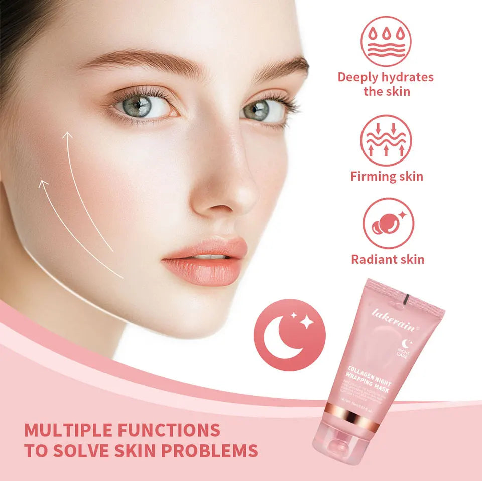 Collagen Night Wrapping Peel-Off Face Mask – Anti-Aging, Firming & Deep Hydration Overnight Skin Treatment for All Skin Types (75ml)
