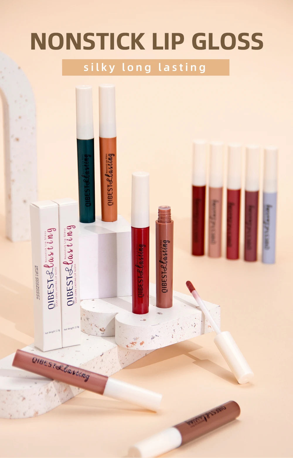 QiBest Velvet Matte Lipstick - Waterproof Long-Lasting Lip Tint