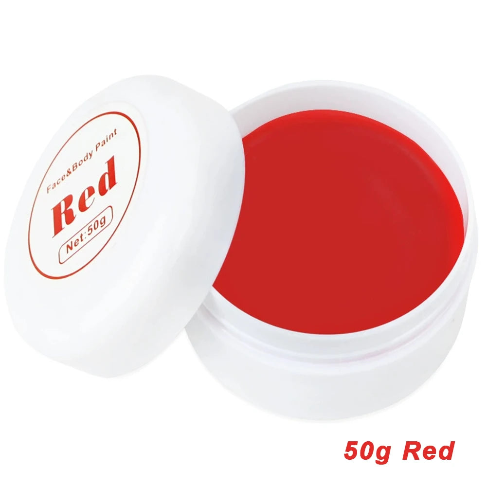 LAIKOU Face & Body Paint – Non-Toxic Halloween, Cosplay & Stage Makeup in White, Black & Red (3g / 10g / 50g)