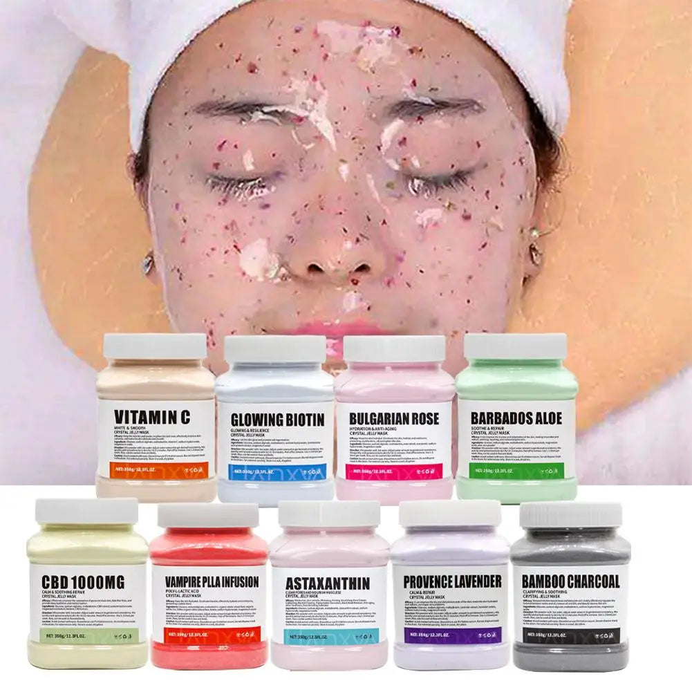 Hydro Jelly Mask Powder – Moisturizing & Brightening Peel-Off Face Mask for Women (350g) – Rose, Hyaluronic Acid, Vitamin C, Collagen, Charcoal & More