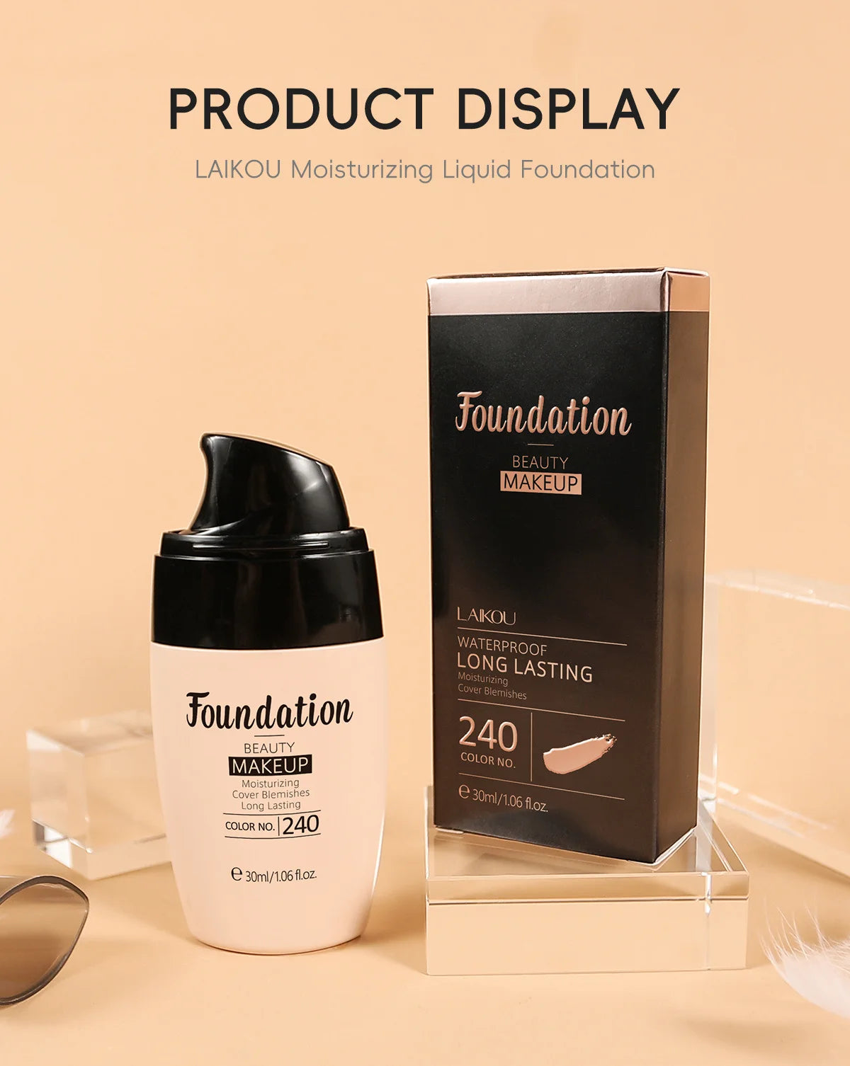 LAIKOU Liquid Foundation – Waterproof, Full Coverage & Long-Lasting Matte Base with Rose Oil (30ml)