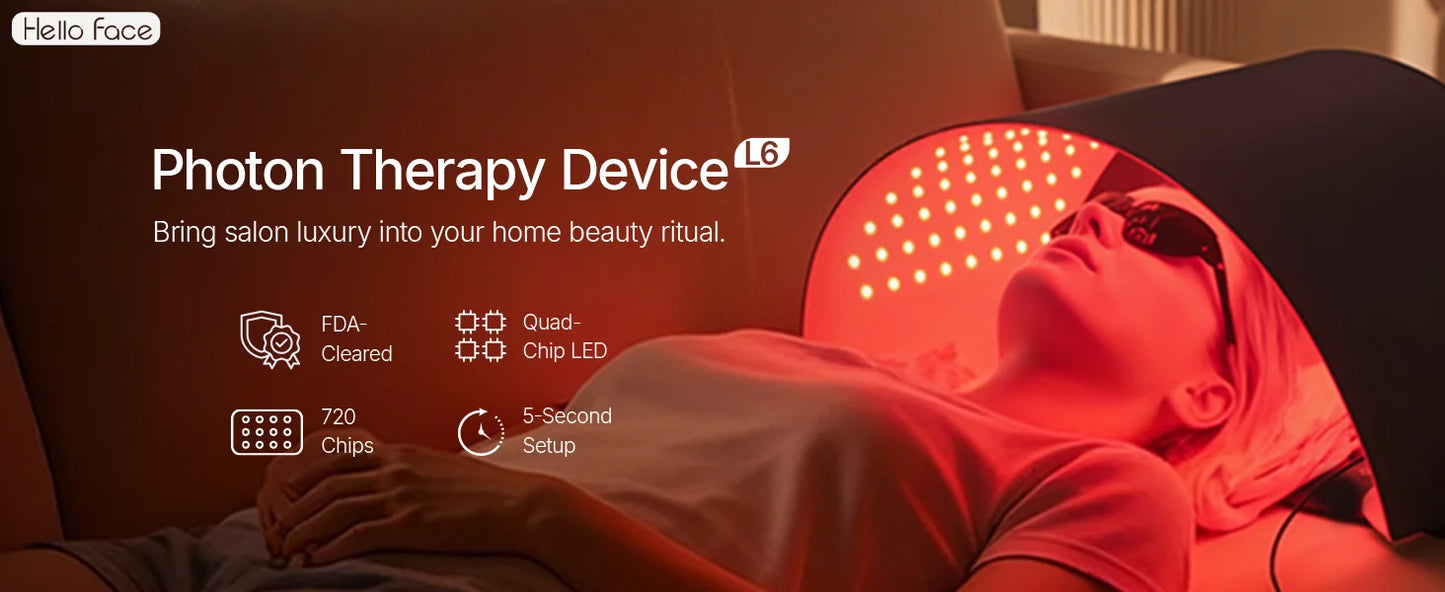 Hello Face L6 4-in-1 LED Light Therapy Mask – 720 Chips, Red, Blue, Amber & NIR
