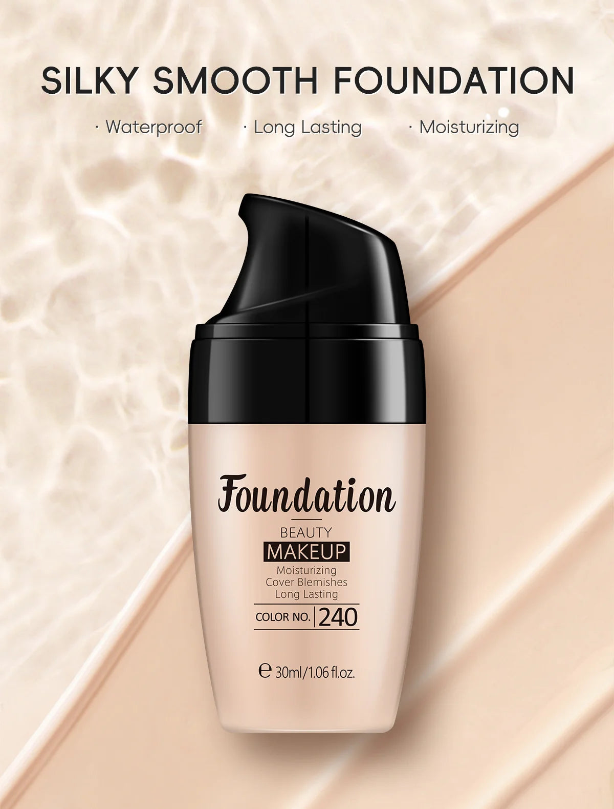 LAIKOU Liquid Foundation – Waterproof, Full Coverage & Long-Lasting Matte Base with Rose Oil (30ml)