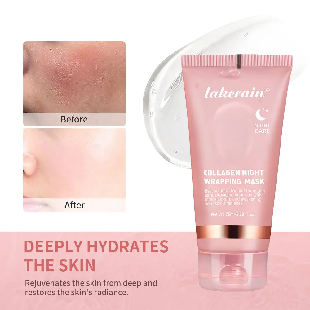 Collagen Night Wrapping Peel-Off Face Mask – Anti-Aging, Firming & Deep Hydration Overnight Skin Treatment for All Skin Types (75ml)