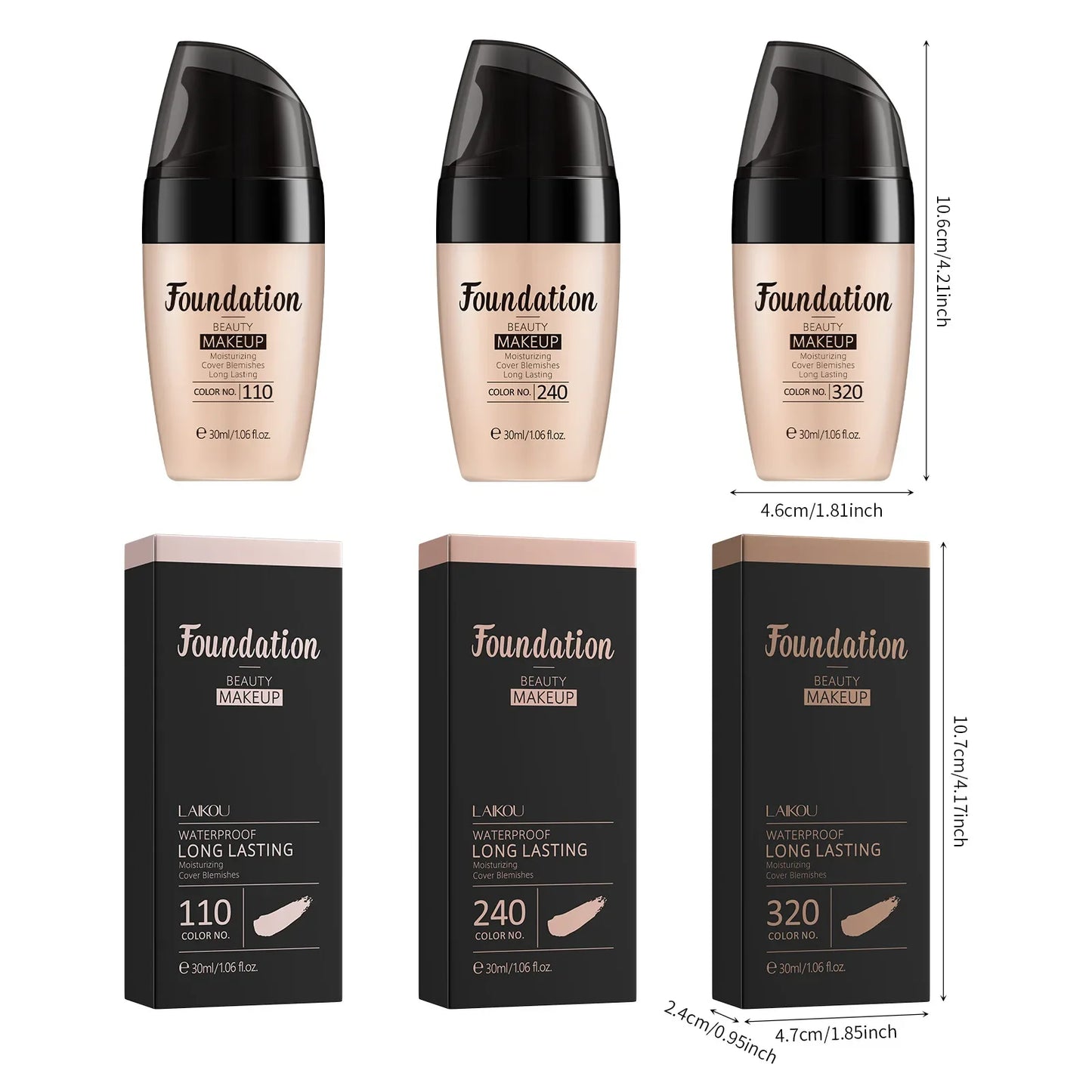 LAIKOU Liquid Foundation – Waterproof, Full Coverage & Long-Lasting Matte Base with Rose Oil (30ml)