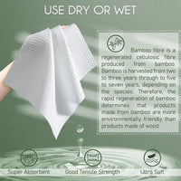 100% Bamboo Fiber Disposable Face Towels – Biodegradable Thick Dry Wipes for Sensitive Skin, 60 Count (12x10 in)