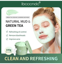 Green Tea Mud Clay Face Mask – Deep Pore Cleansing, Blackhead Removal & Oil Control Skin Treatment for All Skin Types (100g)