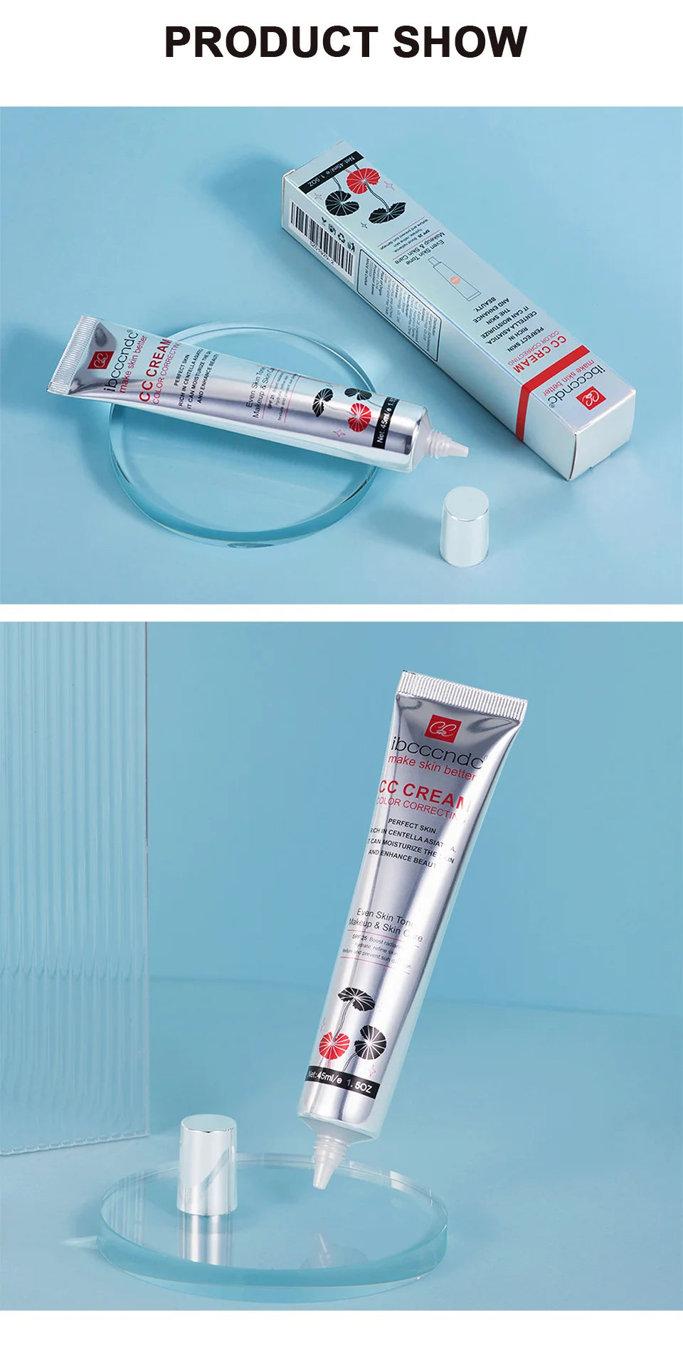 Centella Asiatica CC Cream – Color Correcting & Skin Repairing Liquid Foundation (45ml)