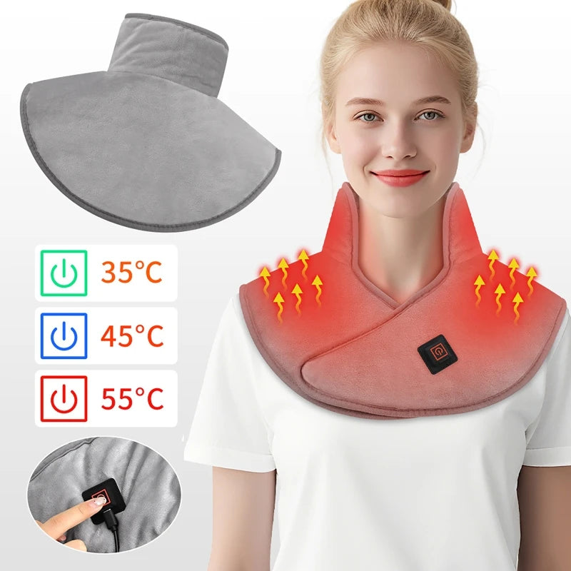 Electric Heating Shoulder & Neck Pad – USB Heated Shawl with 3-Level Temperature Control