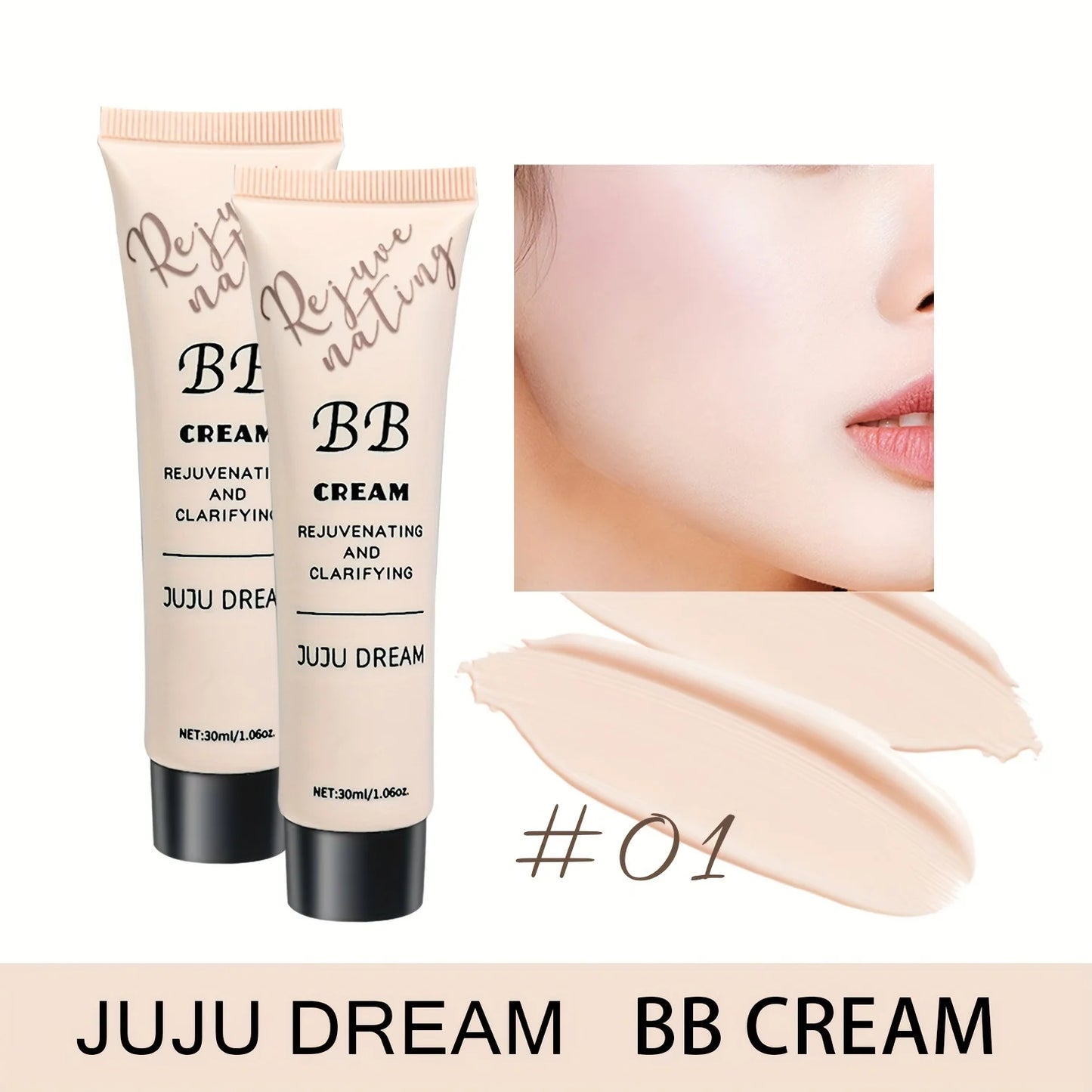 Korean Natural BB Cream – Moisturizing Concealer & Translucent Primer for All Skin Types (30ml)