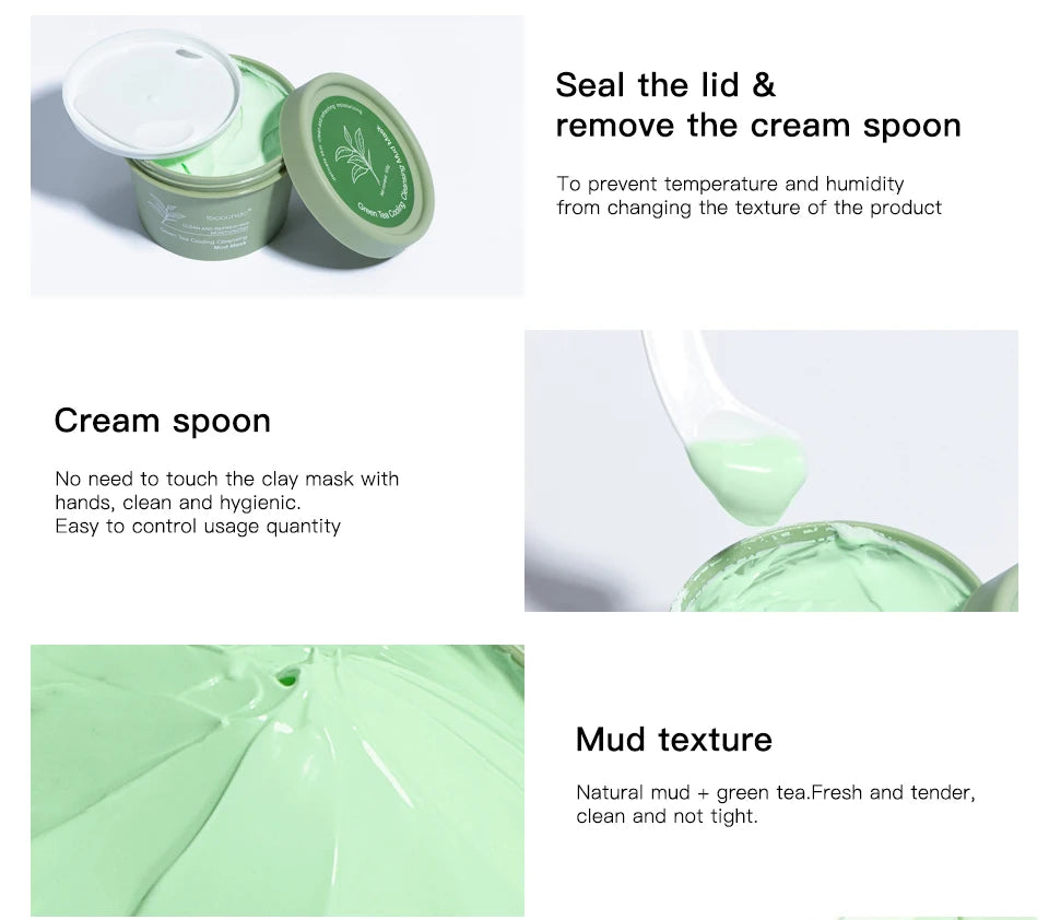 Green Tea Mud Clay Face Mask – Deep Pore Cleansing, Blackhead Removal & Oil Control Skin Treatment for All Skin Types (100g)