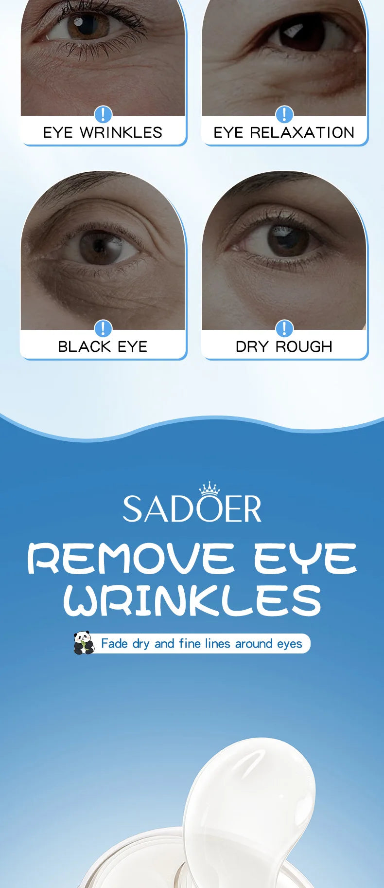 SADOER Crystal Collagen Eye Mask Patches – 60 Pieces, Dark Circles & Firming