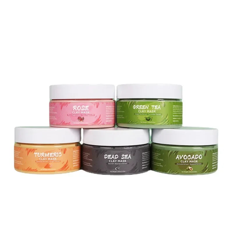 LAIKOU Clay Mud Face Mask – Moisturizing, Blackhead Removal & Brightening Washable Mask for Women (100ml) – Green Tea, Turmeric, Rose, Avocado & Sea Silt