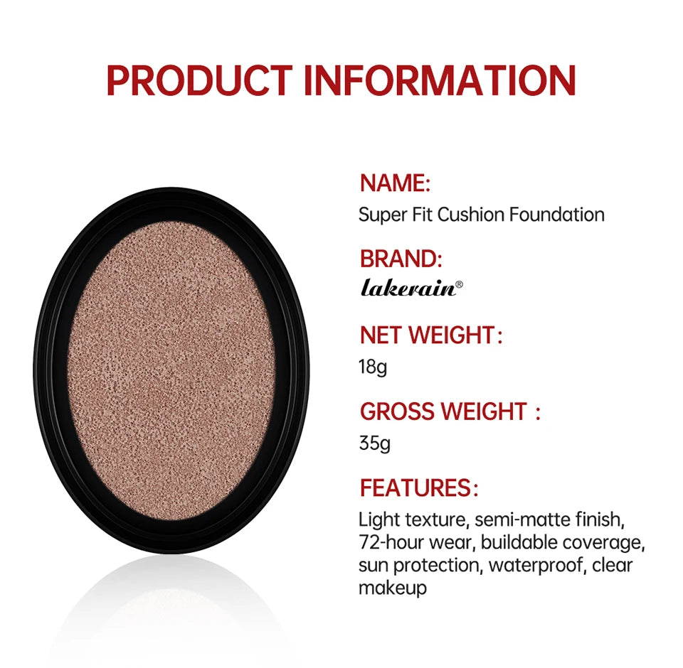 CC Cushion Foundation with Refill – 72-Hour Wear, Waterproof & Buildable Coverage (18g)