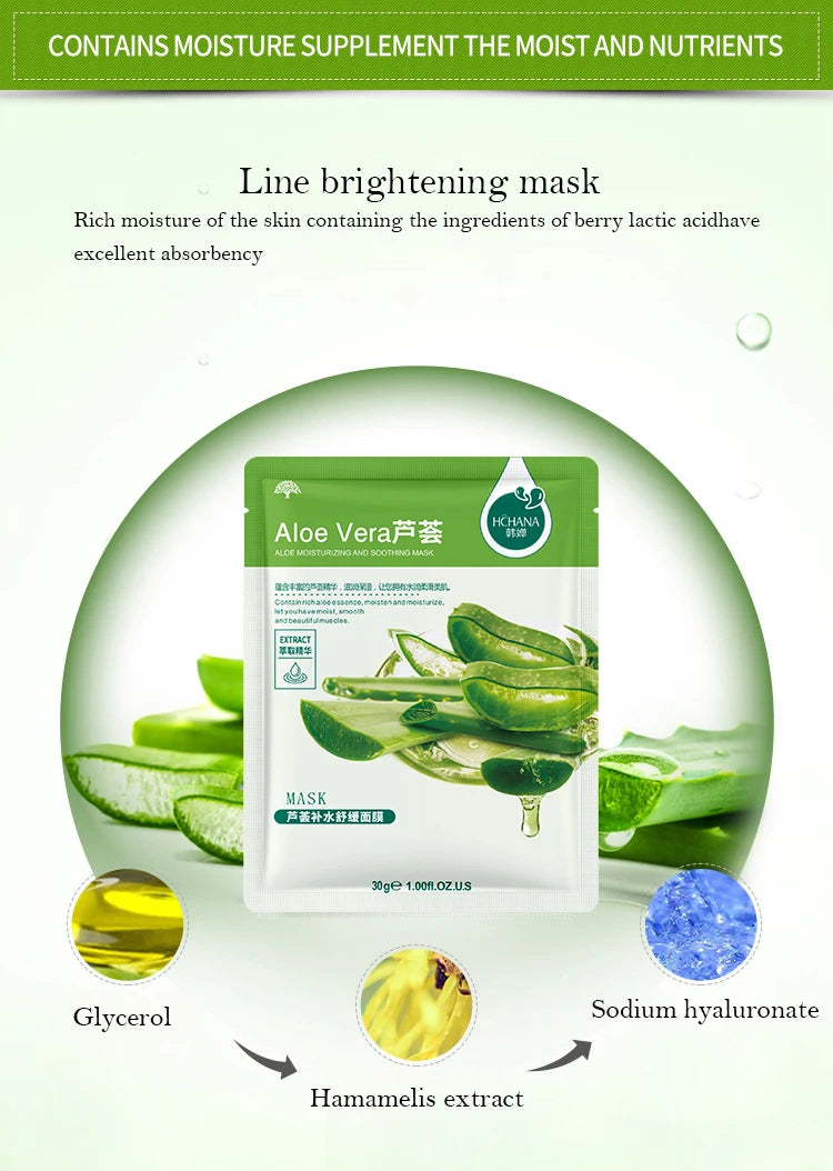 SADOER Natural Plant Sheet Face Mask – Moisturizing, Oil Control & Anti-Aging | 10pcs