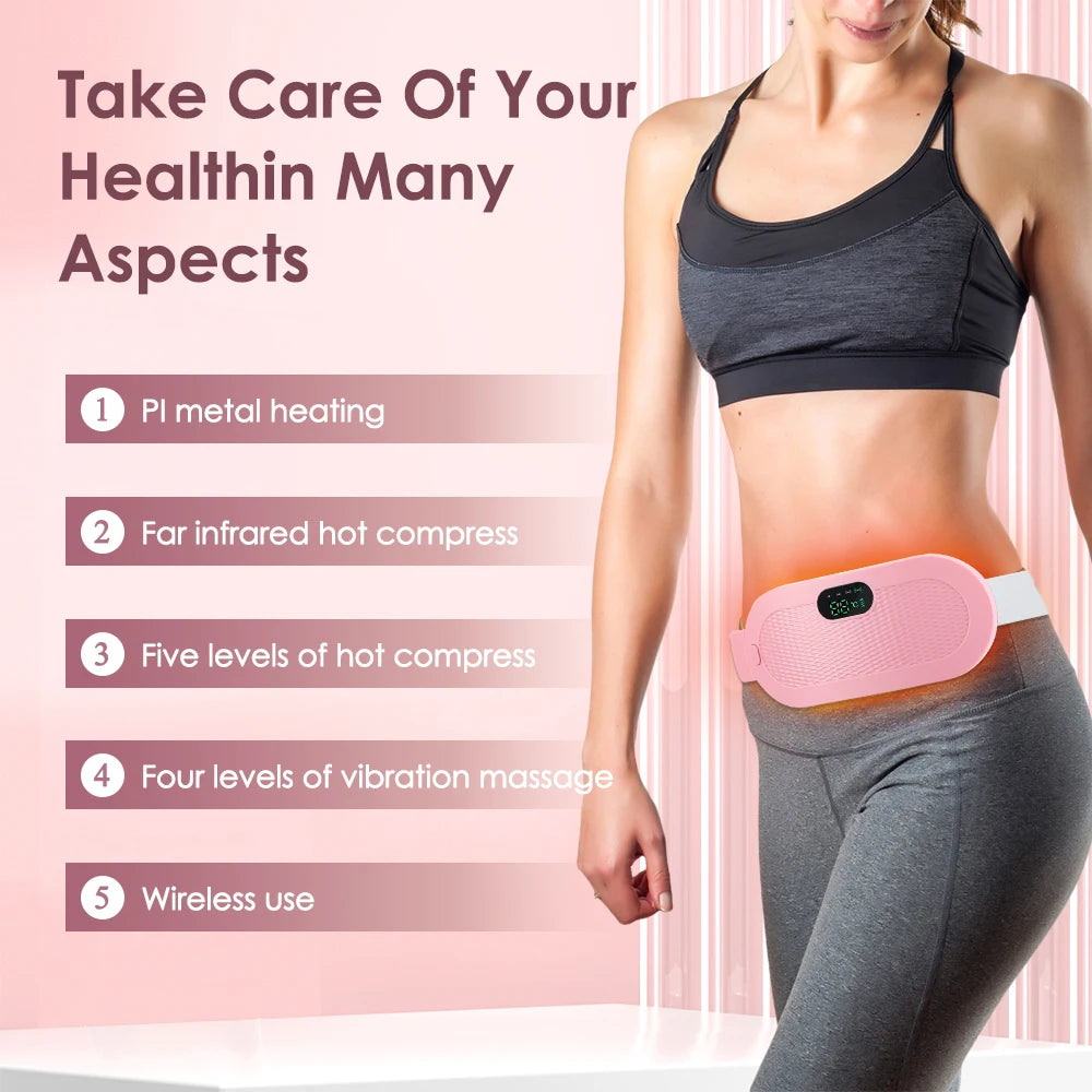 Menstrual Heating Pad & Abdominal Massager Belt – Wireless Cramp Relief with 4 Heat Levels