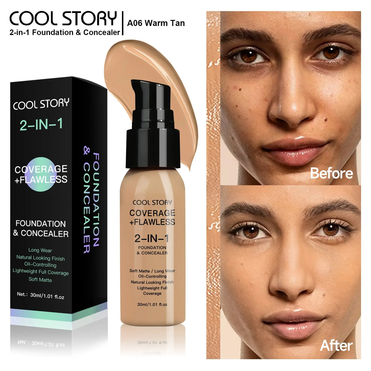 Air Cushion CC Cream Foundation | Oil Control, Matte, Full Coverage, Waterproof | 10 Shades