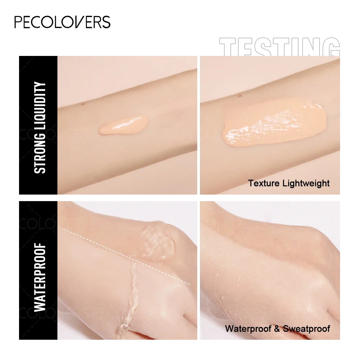 Pecolovers High Coverage Foundation – Waterproof, Sweatproof & Long-Lasting Cream Formula, 12 Shades