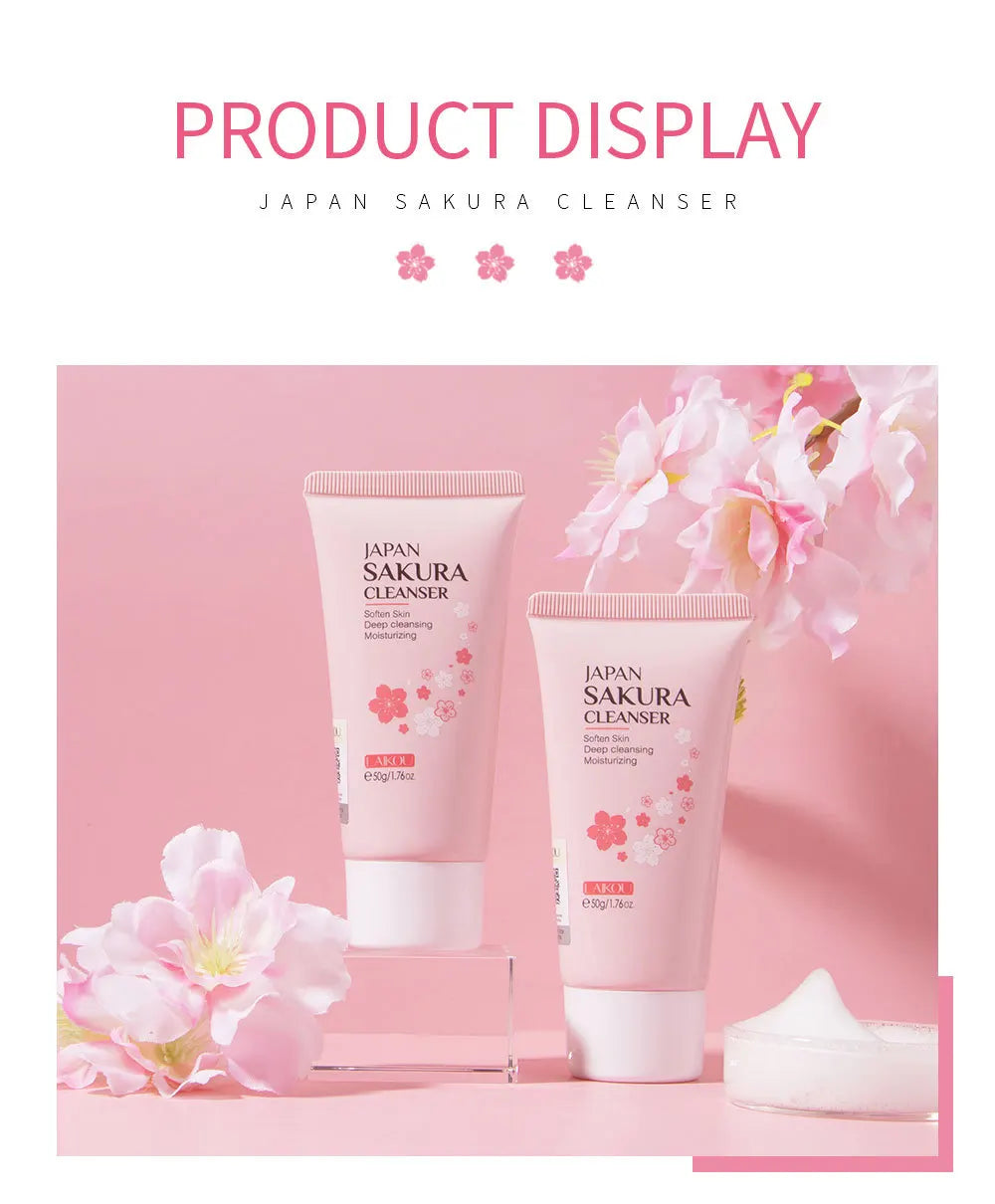 LAIKOU Sakura Facial Cleanser – Deep Cleansing, Oil Control & Brightening Face Wash (50g)