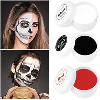 LAIKOU Face & Body Paint – Non-Toxic Halloween, Cosplay & Stage Makeup in White, Black & Red (3g / 10g / 50g)