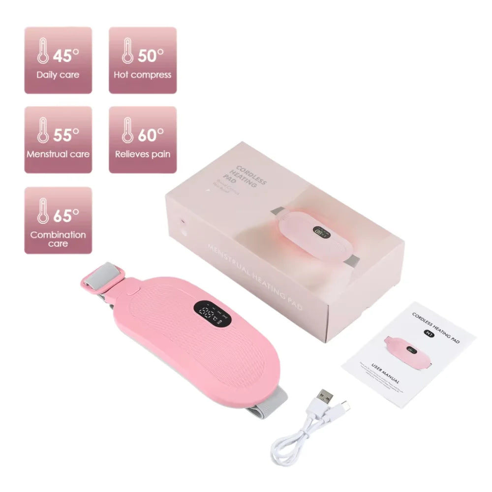 Menstrual Heating Pad with Vibration Massager – Wireless Abdominal & Waist Cramp Relief Belt