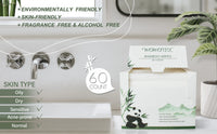 100% Bamboo Fiber Disposable Face Towels – Biodegradable Thick Dry Wipes for Sensitive Skin, 60 Count (12x10 in)